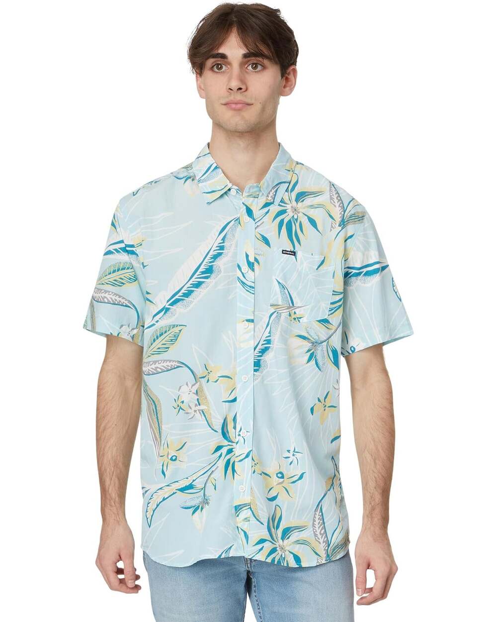 O'Neill Men's Medium Sky Oasis Eco Standard Short Sleeve Button Up Shirt OS33-18